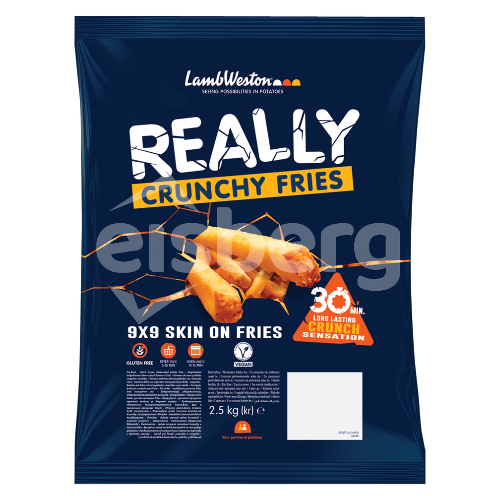 Hranolky Really Crunchy Fries Skin-on 9x9 LW